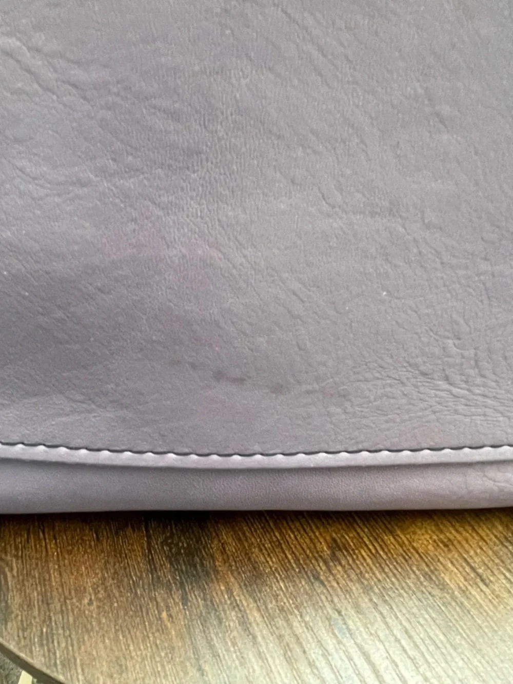 Portland Leather lavender tote with dark brown handles - Picture 6 of 6